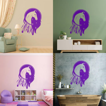 Mural And Wall Vinyl Decal Dreamcatcher Horse Ethnic Talisman Car Body Decoration