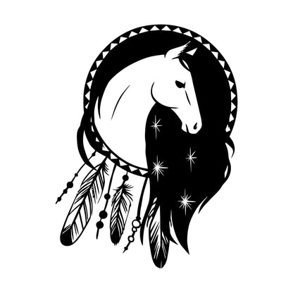 Mural And Wall Vinyl Decal Dreamcatcher Horse Ethnic Talisman Car Body Decoration