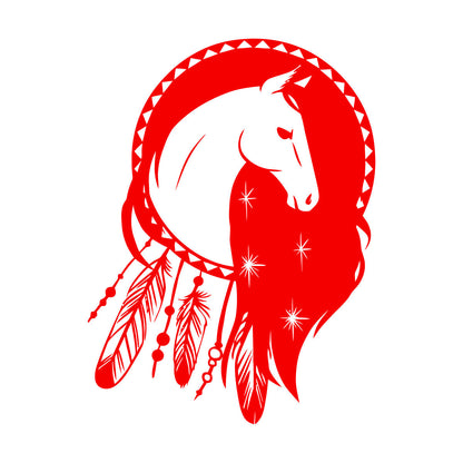 Mural And Wall Vinyl Decal Dreamcatcher Horse Ethnic Talisman Car Body Decoration