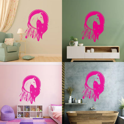 Mural And Wall Vinyl Decal Dreamcatcher Horse Ethnic Talisman Car Body Decoration