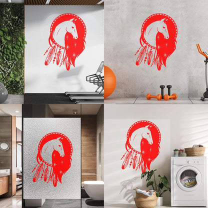Mural And Wall Vinyl Decal Dreamcatcher Horse Ethnic Talisman Car Body Decoration