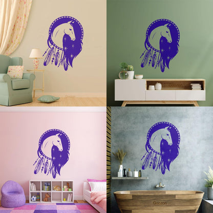 Mural And Wall Vinyl Decal Dreamcatcher Horse Ethnic Talisman Car Body Decoration