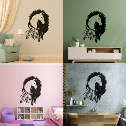 Mural And Wall Vinyl Decal Dreamcatcher Horse Ethnic Talisman Car Body Decoration