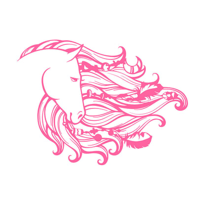 Dreamcatcher Horse Mane Head Animal Feathers Bedroom Wall Stickers Paster Paper Window Decals