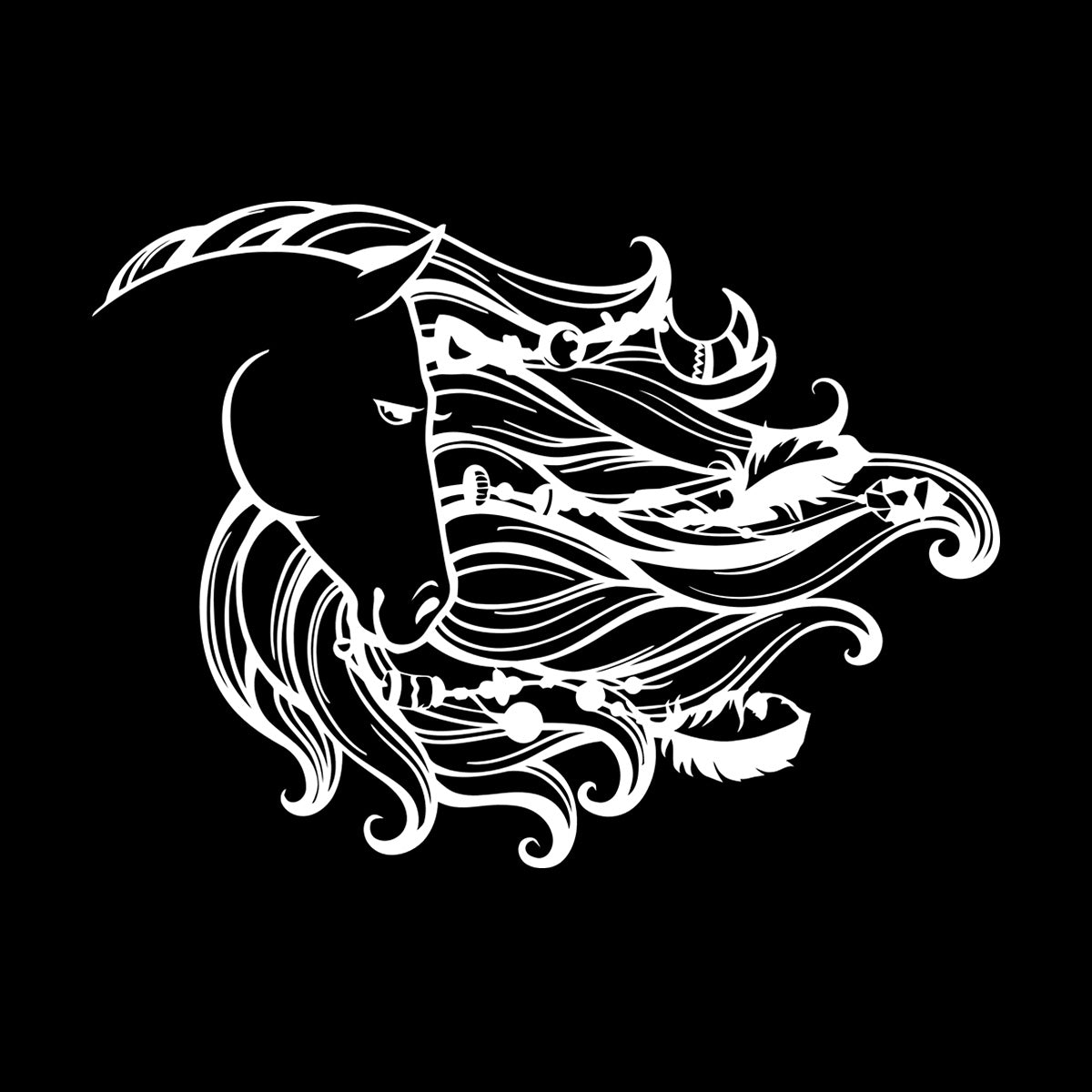 Dreamcatcher Horse Mane Head Animal Feathers Bedroom Wall Stickers Paster Paper Window Decals