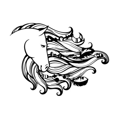 Dreamcatcher Horse Mane Head Animal Feathers Bedroom Wall Stickers Paster Paper Window Decals