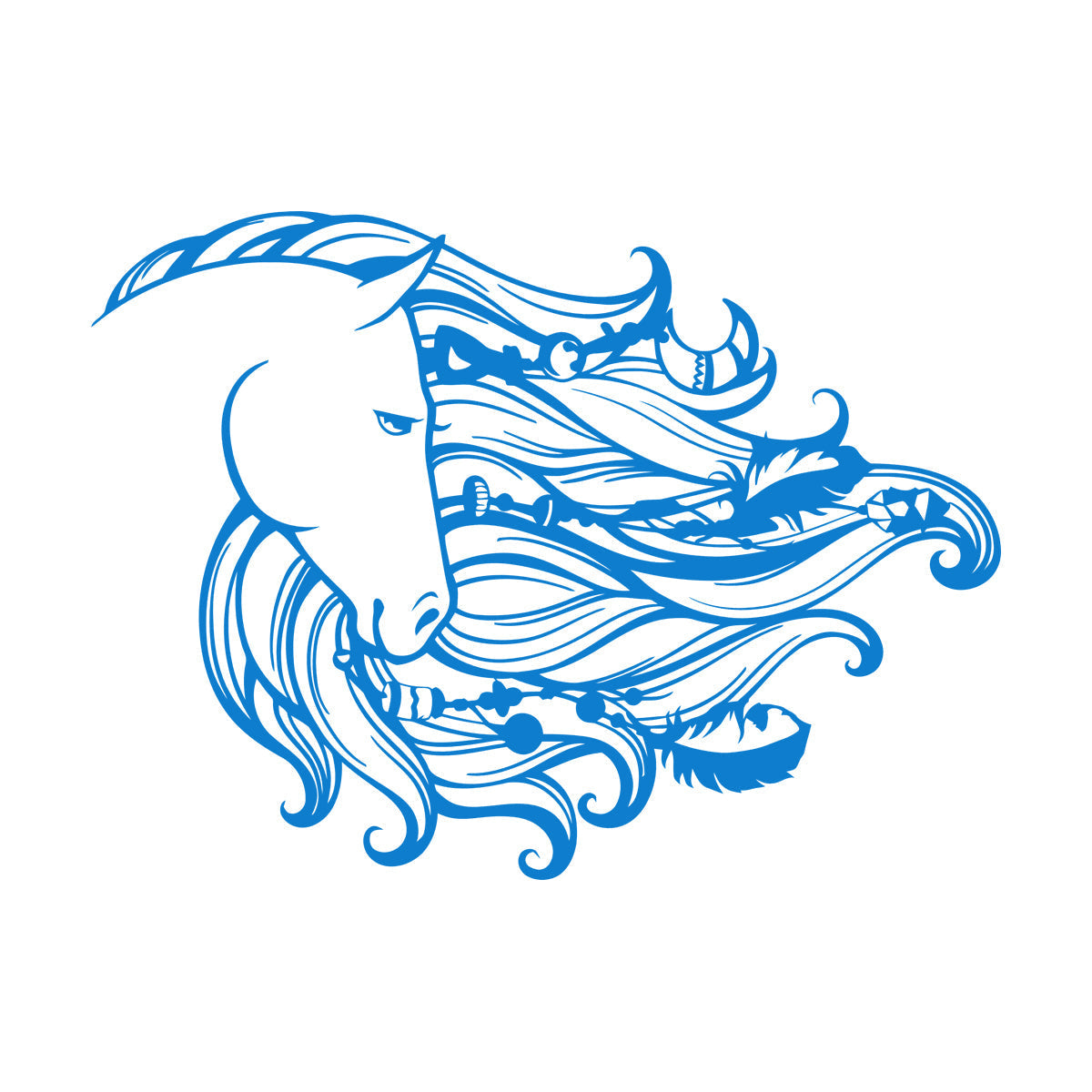 Dreamcatcher Horse Mane Head Animal Feathers Bedroom Wall Stickers Paster Paper Window Decals