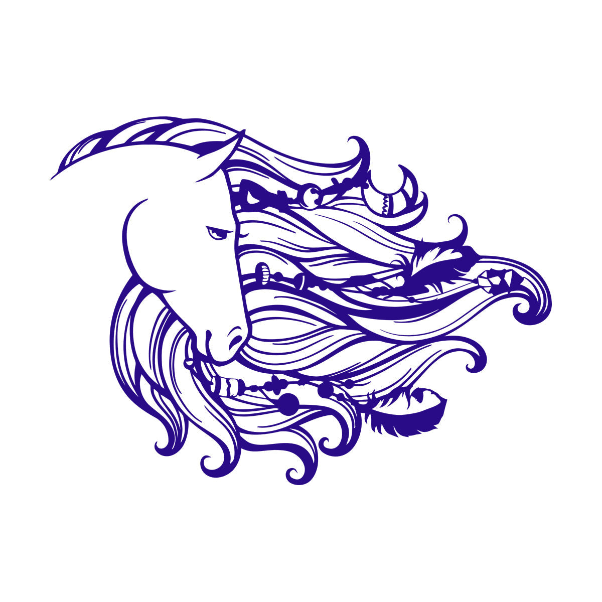 Dreamcatcher Horse Mane Head Animal Feathers Bedroom Wall Stickers Paster Paper Window Decals