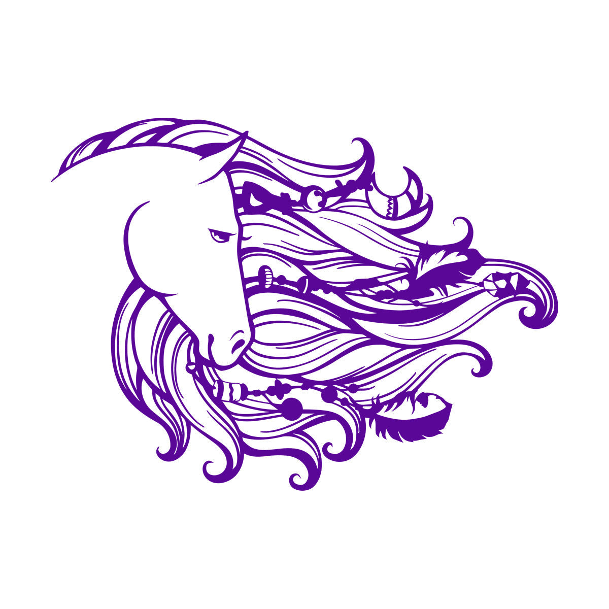 Dreamcatcher Horse Mane Head Animal Feathers Bedroom Wall Stickers Paster Paper Window Decals