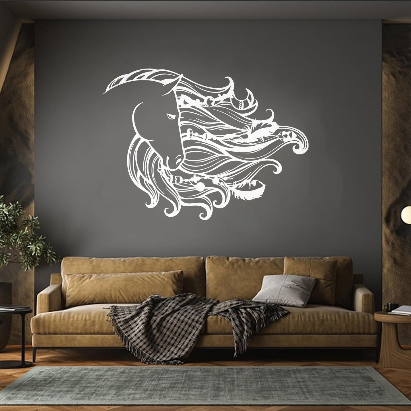 Dreamcatcher Horse Mane Head Animal Feathers Bedroom Wall Stickers Paster Paper Window Decals