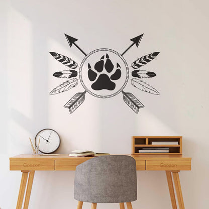 Fine Carving Decals Ethnic Style Amulet Tribal Arrows Feathers Glass Stickers