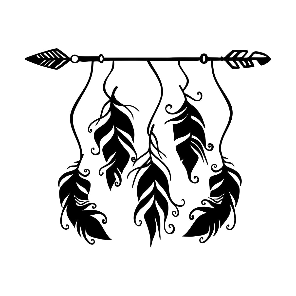 Ethnic Style Arrow Bird Feathers Protective Amulet Vinyl Art Sticker Store Decoration