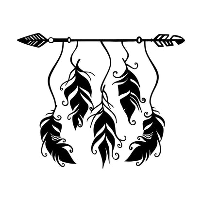 Ethnic Style Arrow Bird Feathers Protective Amulet Vinyl Art Sticker Store Decoration