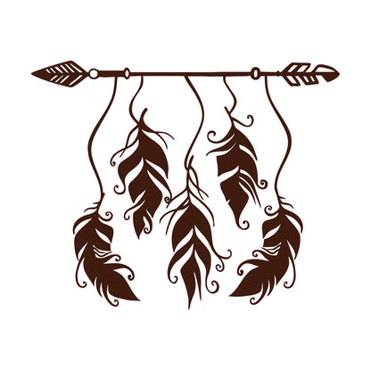 Ethnic Style Arrow Bird Feathers Protective Amulet Vinyl Art Sticker Store Decoration
