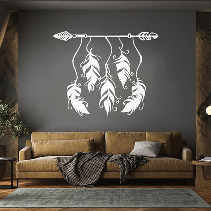 Ethnic Style Arrow Bird Feathers Protective Amulet Vinyl Art Sticker Store Decoration