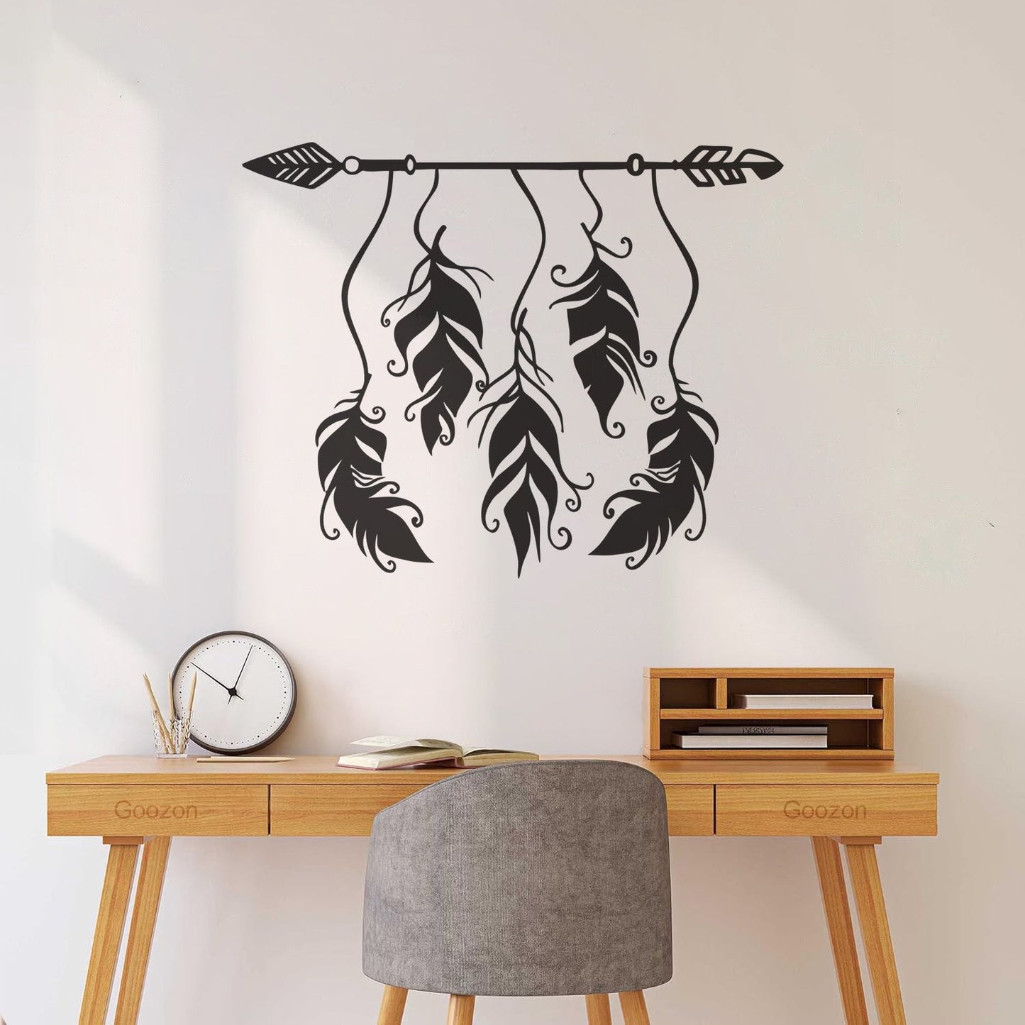 Ethnic Style Arrow Bird Feathers Protective Amulet Vinyl Art Sticker Store Decoration
