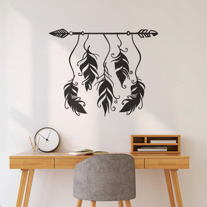 Ethnic Style Arrow Bird Feathers Protective Amulet Vinyl Art Sticker Store Decoration