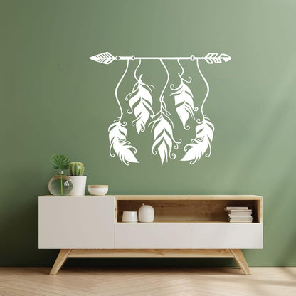 Ethnic Style Arrow Bird Feathers Protective Amulet Vinyl Art Sticker Store Decoration