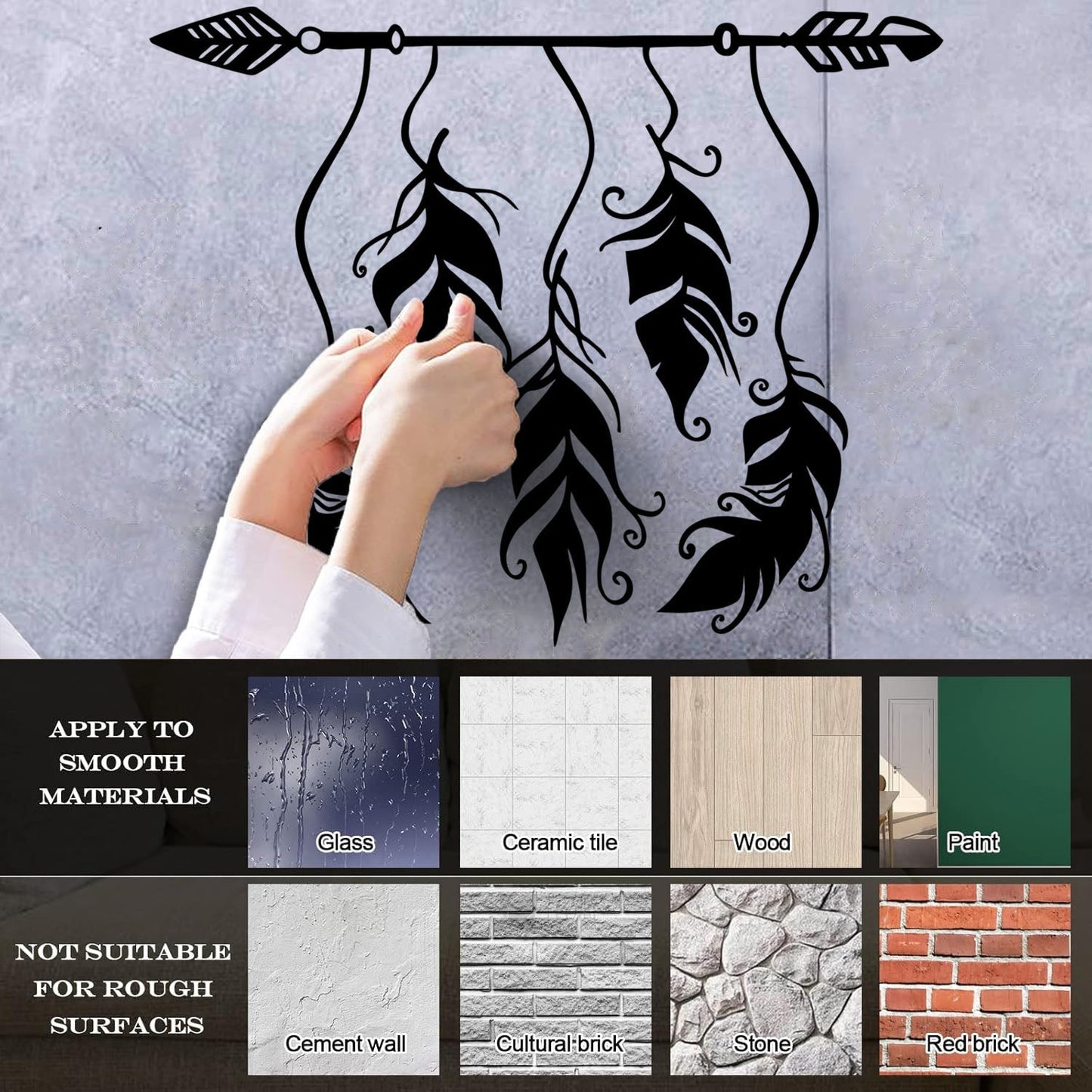 Ethnic Style Arrow Bird Feathers Protective Amulet Vinyl Art Sticker Store Decoration