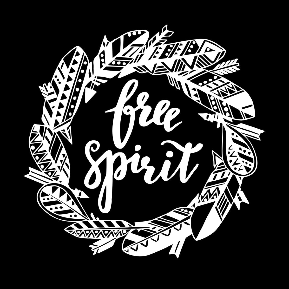 Free Spirit Bird Feathers Wreath Inspiring Words Wall Decals Easy Installation