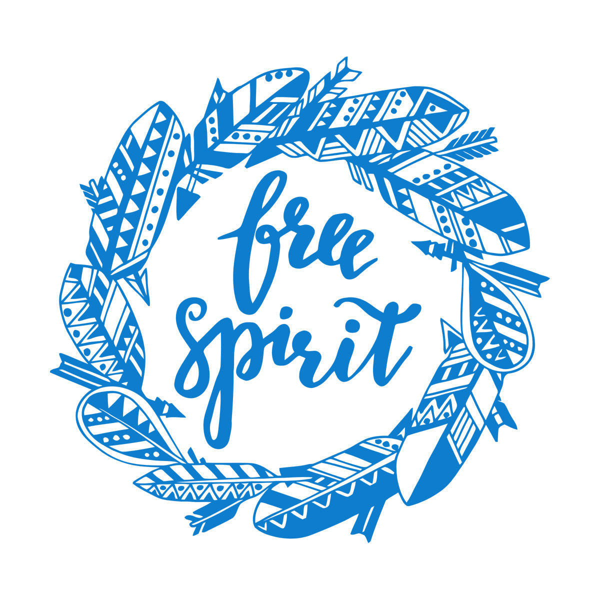 Free Spirit Bird Feathers Wreath Inspiring Words Wall Decals Easy Installation