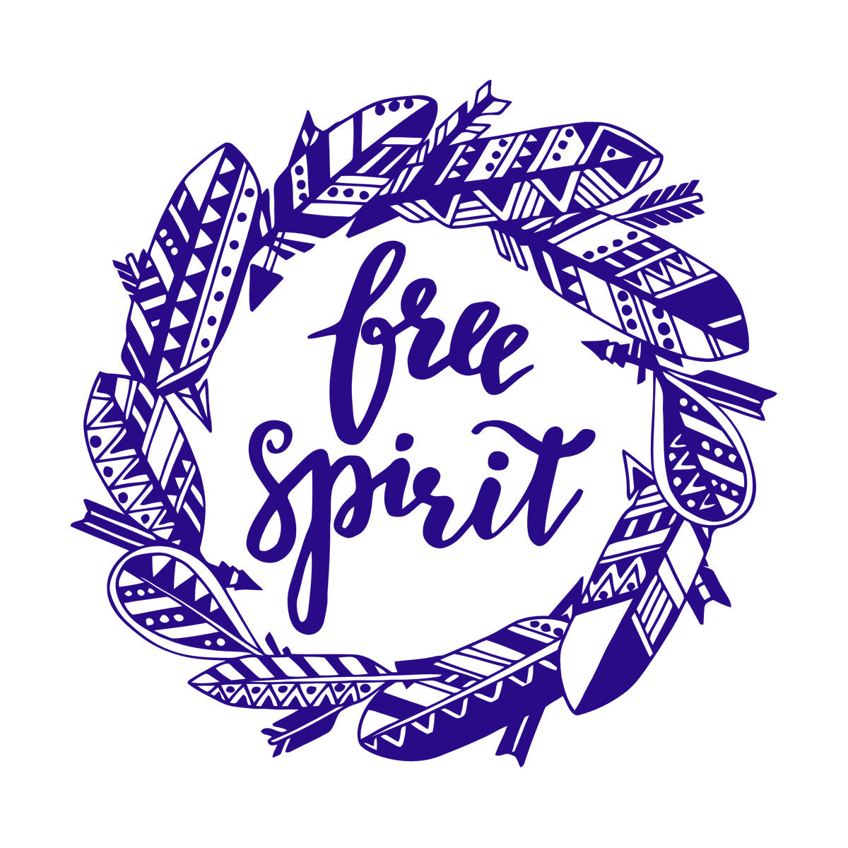 Free Spirit Bird Feathers Wreath Inspiring Words Wall Decals Easy Installation