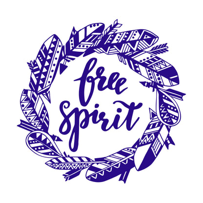 Free Spirit Bird Feathers Wreath Inspiring Words Wall Decals Easy Installation