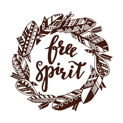 Free Spirit Bird Feathers Wreath Inspiring Words Wall Decals Easy Installation