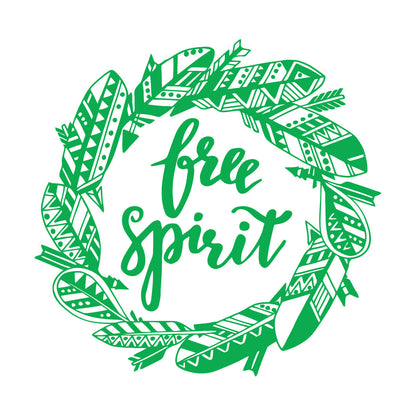 Free Spirit Bird Feathers Wreath Inspiring Words Wall Decals Easy Installation