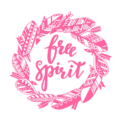 Free Spirit Bird Feathers Wreath Inspiring Words Wall Decals Easy Installation