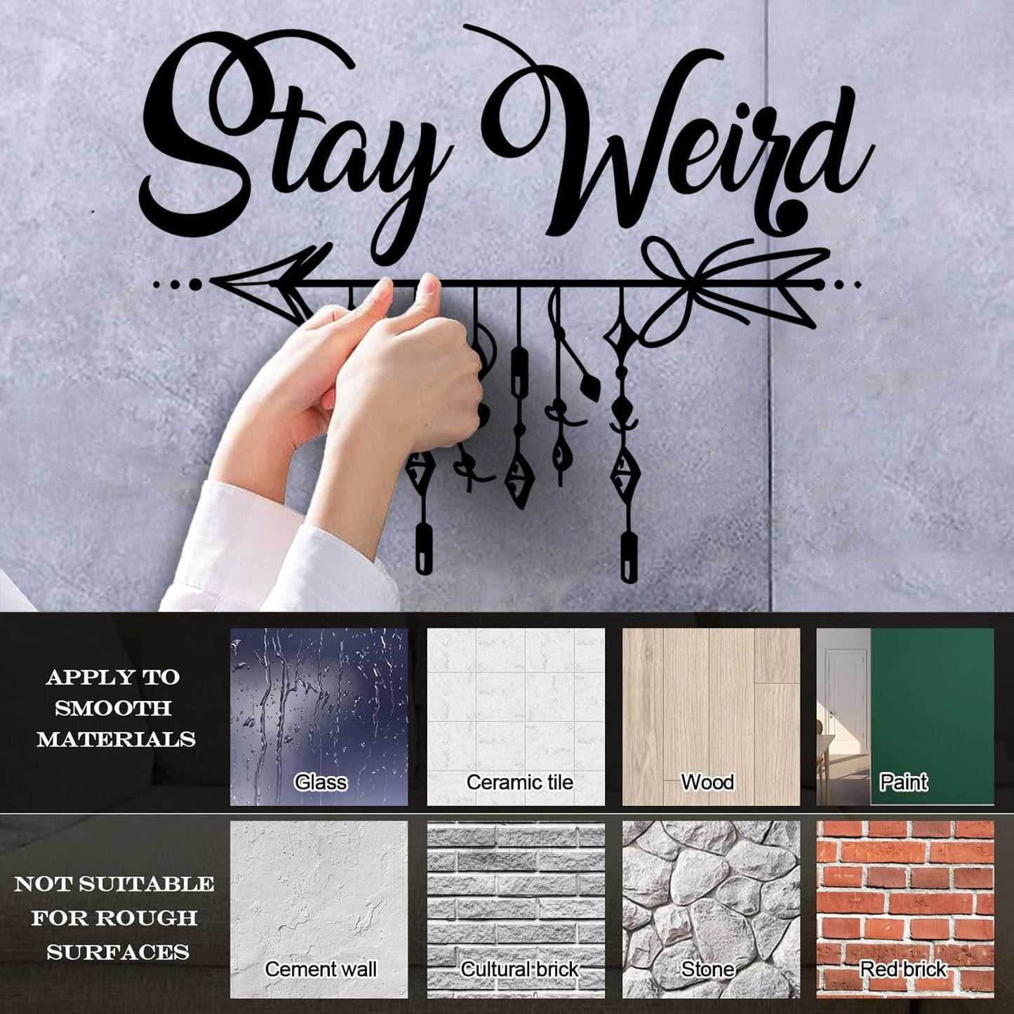 Fine Carving Decals Stay Weird Arrow Inspirational Quote Ethnic Room Wall Beautification