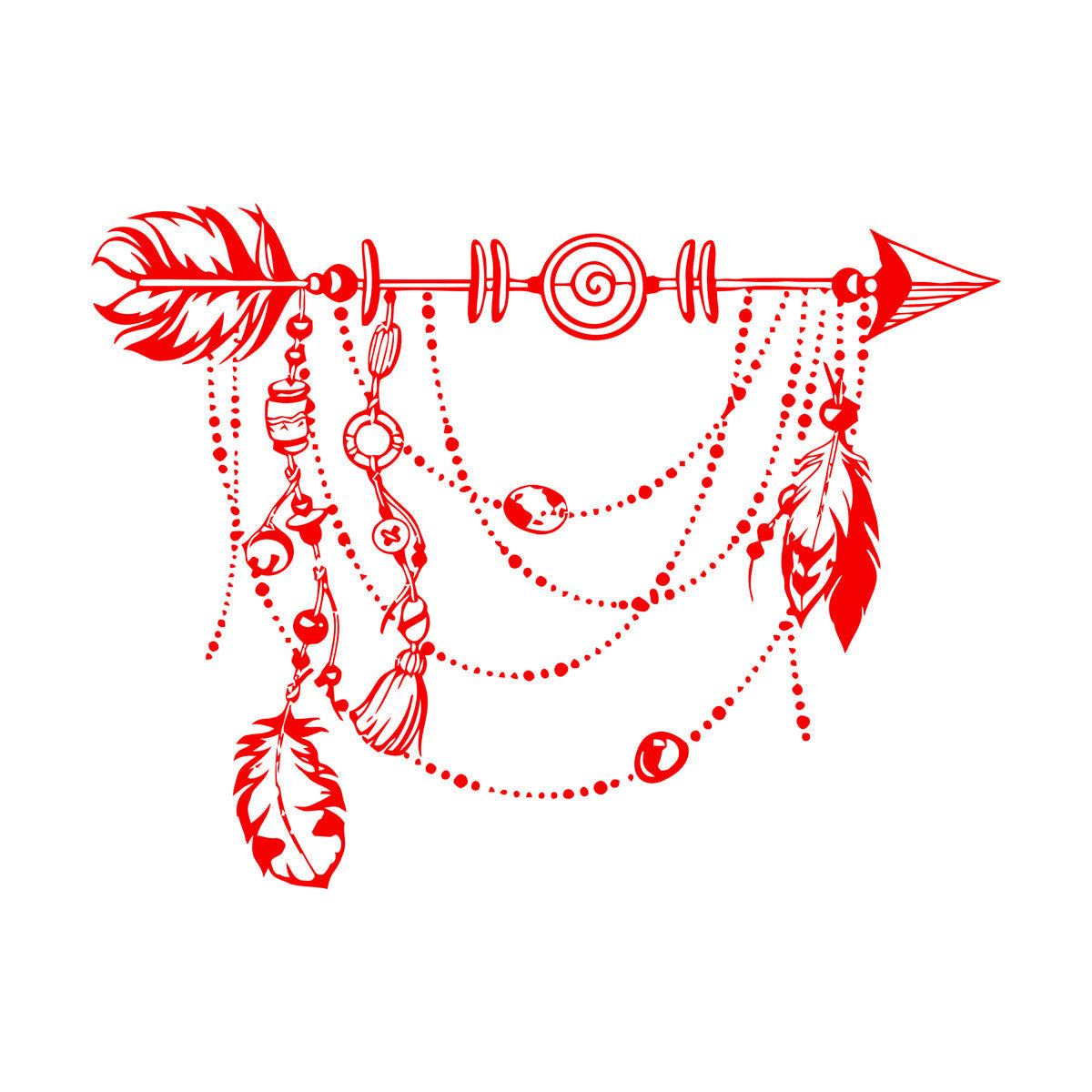 Vinyl Wall Stickers Arrow Feathers Boho Style Pattern Self Adhesive