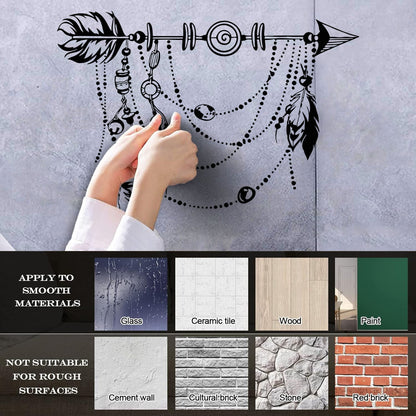 Vinyl Wall Stickers Arrow Feathers Boho Style Pattern Self Adhesive