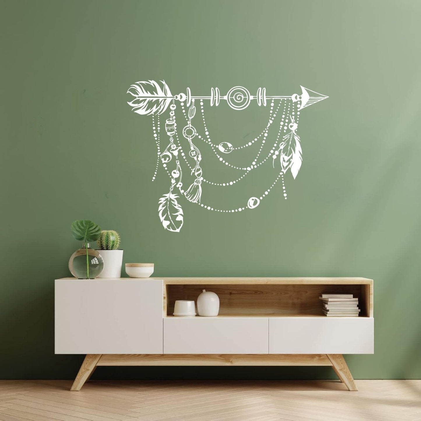 Vinyl Wall Stickers Arrow Feathers Boho Style Pattern Self Adhesive