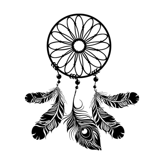 Lettering Stickers Circle Dreamcatcher Feathers Ornament Talisman Art Decoration