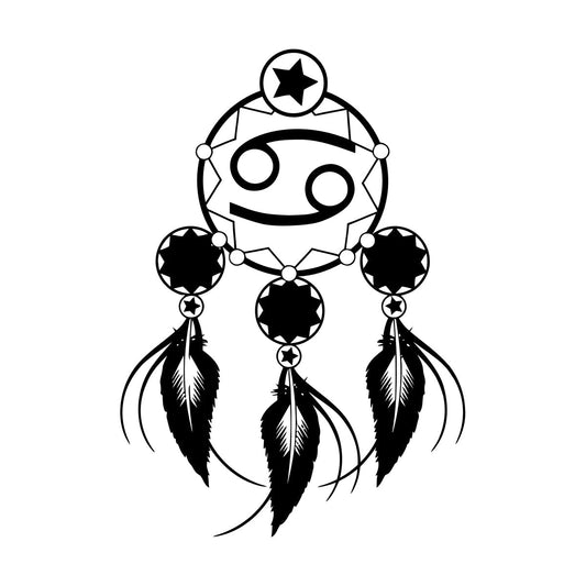 Horoscope Symbols Cancer Zodiac Sing Dreamcatcher Lettering Stickers It Won'T Fall Off