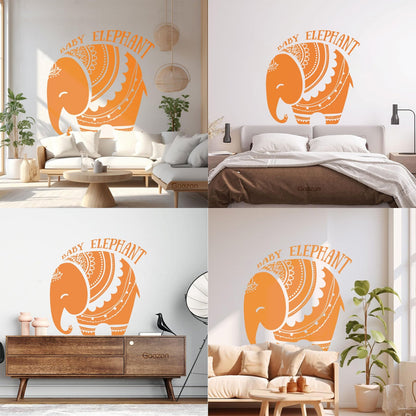 Vinyl Wall Decals Baby Elephant African Style Tattoo Personalized Customization