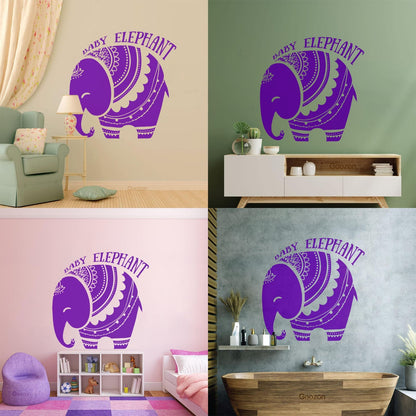 Vinyl Wall Decals Baby Elephant African Style Tattoo Personalized Customization