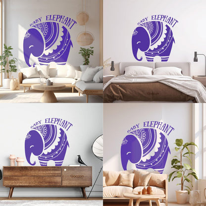 Vinyl Wall Decals Baby Elephant African Style Tattoo Personalized Customization