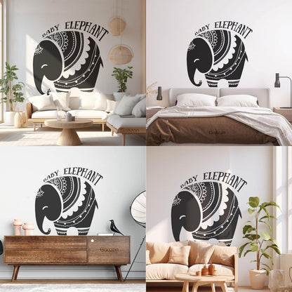 Vinyl Wall Decals Baby Elephant African Style Tattoo Personalized Customization
