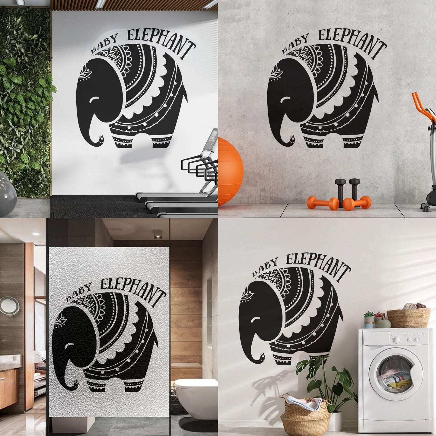 Vinyl Wall Decals Baby Elephant African Style Tattoo Personalized Customization