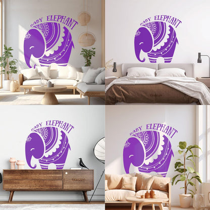 Vinyl Wall Decals Baby Elephant African Style Tattoo Personalized Customization