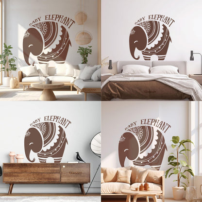 Vinyl Wall Decals Baby Elephant African Style Tattoo Personalized Customization