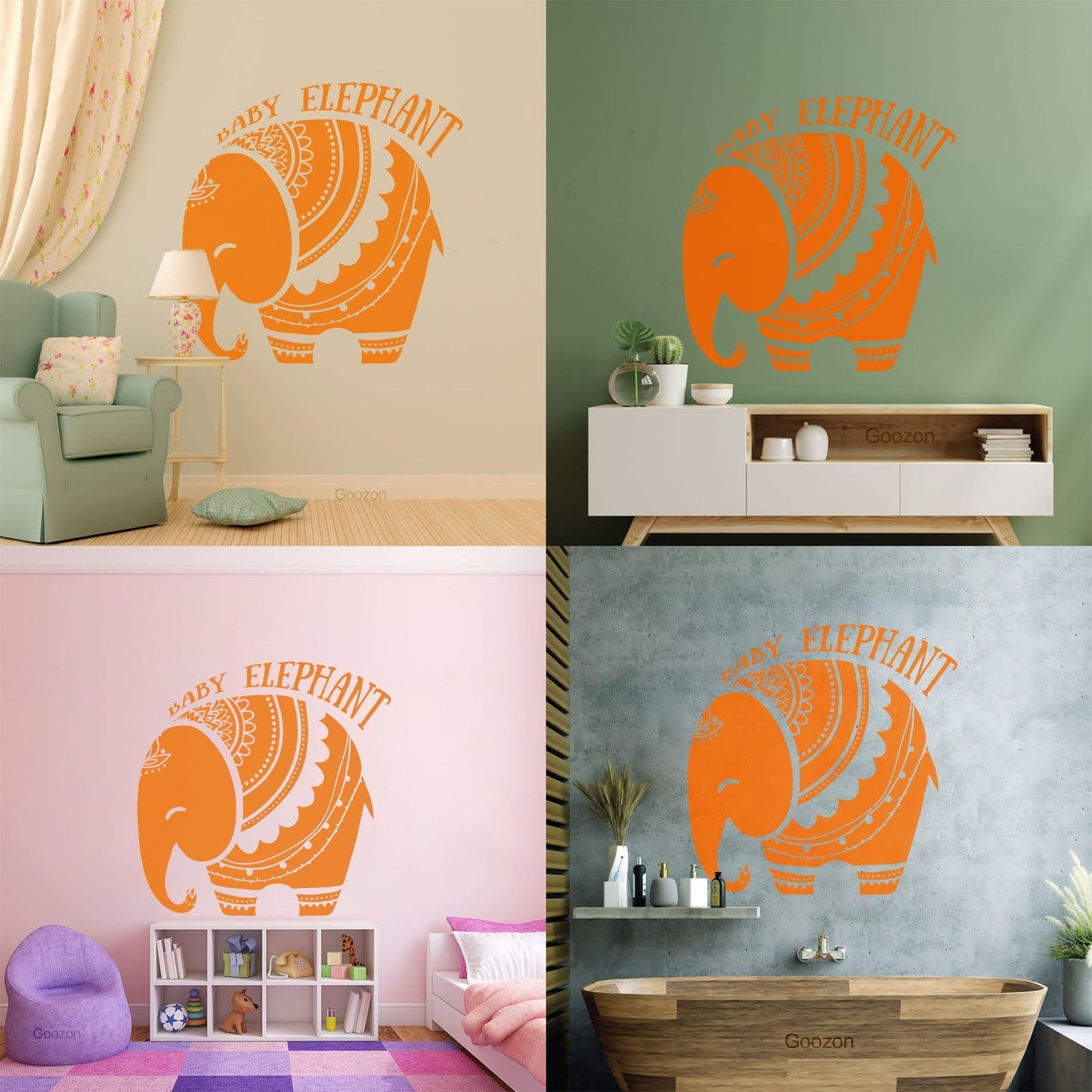 Vinyl Wall Decals Baby Elephant African Style Tattoo Personalized Customization