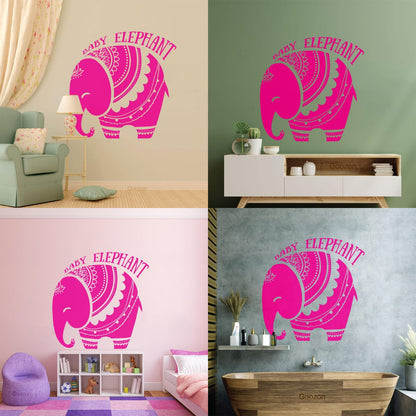 Vinyl Wall Decals Baby Elephant African Style Tattoo Personalized Customization
