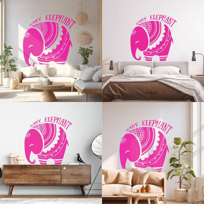 Vinyl Wall Decals Baby Elephant African Style Tattoo Personalized Customization