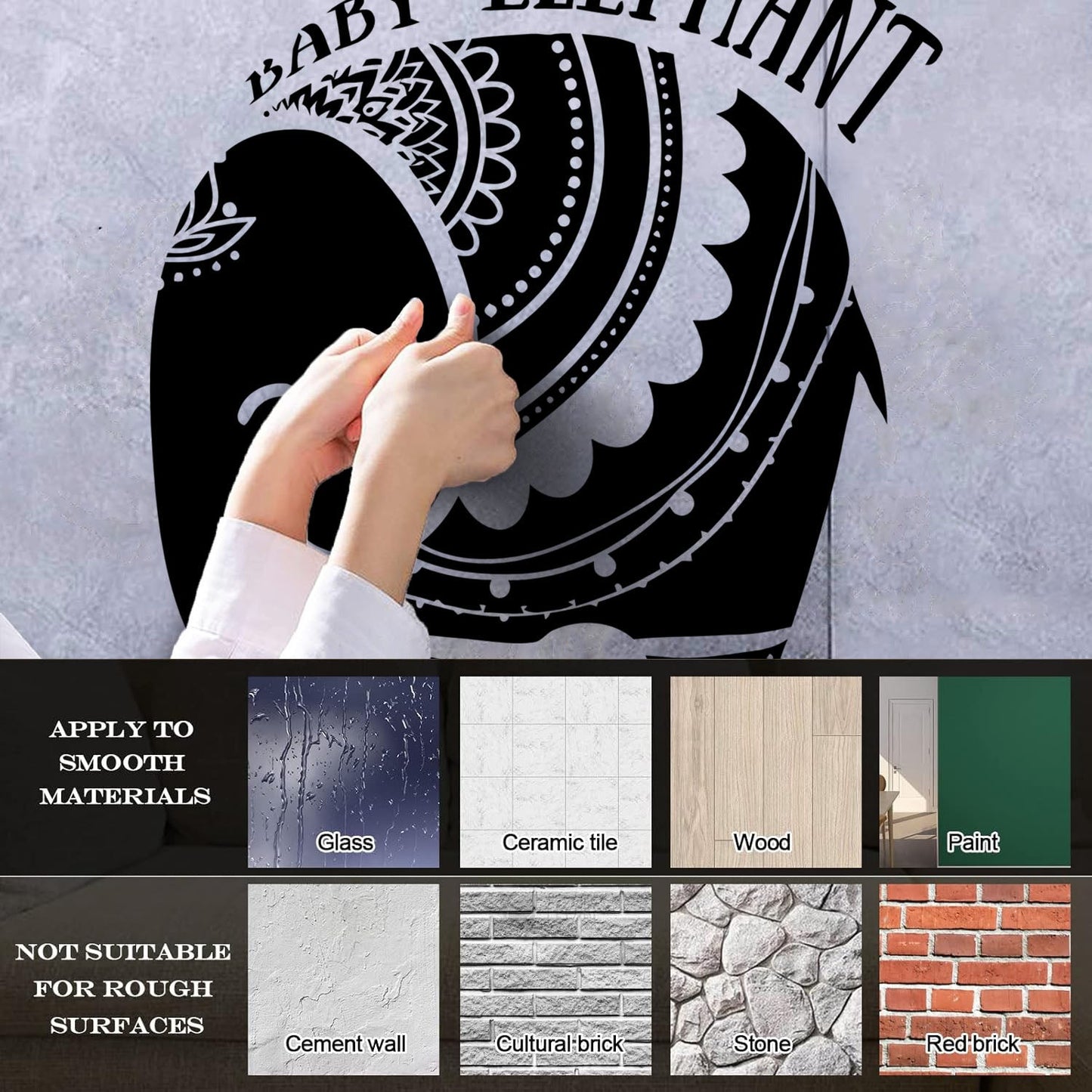 Vinyl Wall Decals Baby Elephant African Style Tattoo Personalized Customization