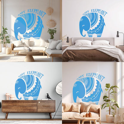 Vinyl Wall Decals Baby Elephant African Style Tattoo Personalized Customization