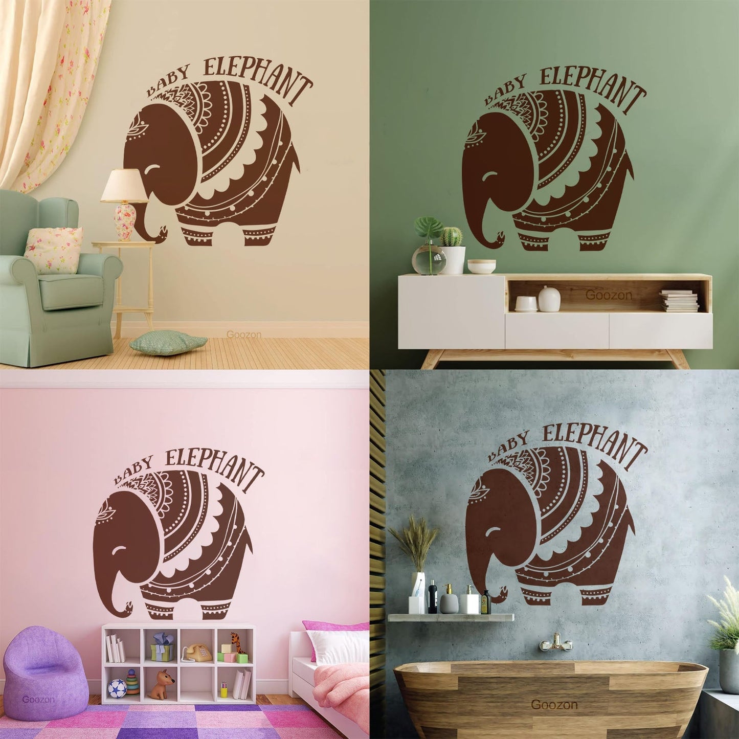 Vinyl Wall Decals Baby Elephant African Style Tattoo Personalized Customization