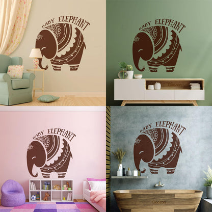 Vinyl Wall Decals Baby Elephant African Style Tattoo Personalized Customization
